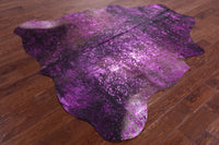 Thumbnail for Metallic Natural Cowhide Rug - Large 6'10