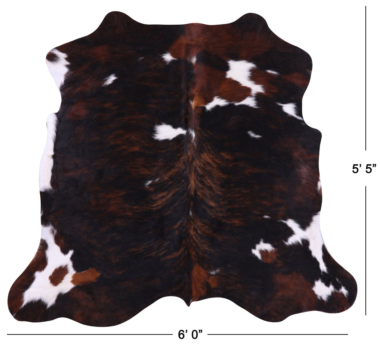 Tricolor Natural Cowhide Rug - Small 5'5"H x 6'0"W