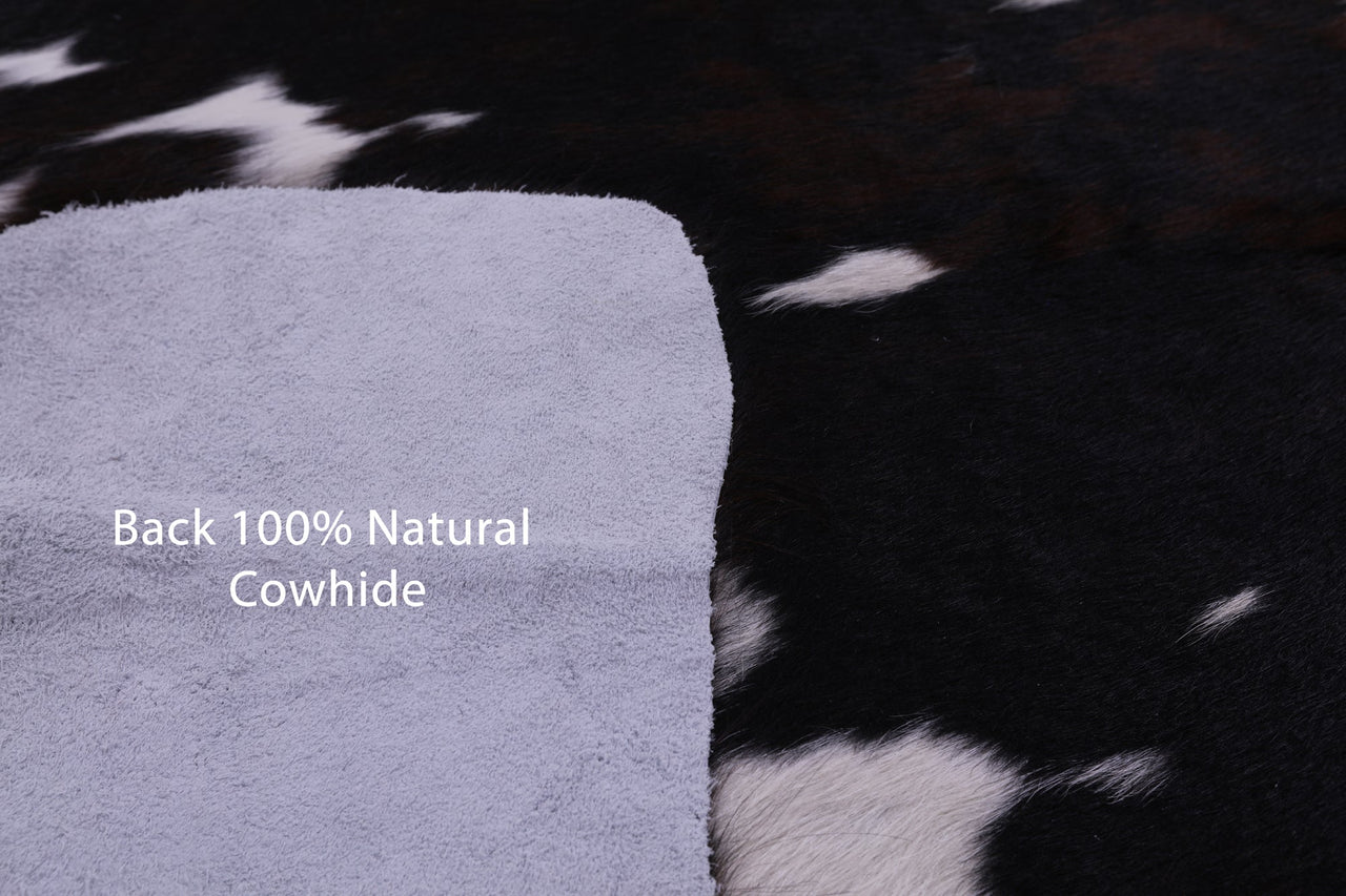 Tricolor Natural Cowhide Rug - XLarge 7'1"H x 6'8"W