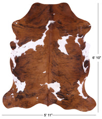Thumbnail for Brown & White Natural Cowhide Rug - Large 6'10