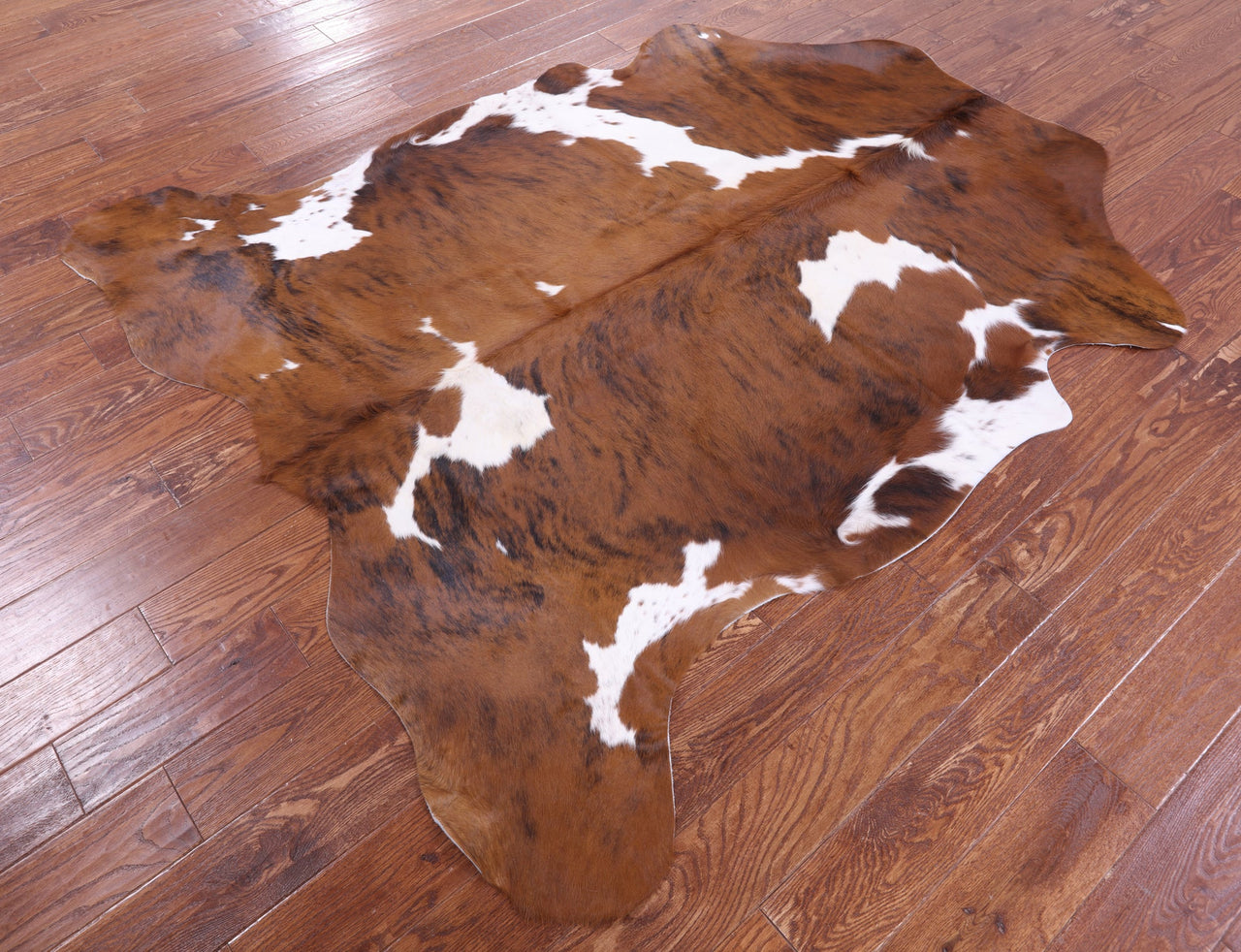 Brown & White Natural Cowhide Rug - Large 6'10"H x 5'11"W