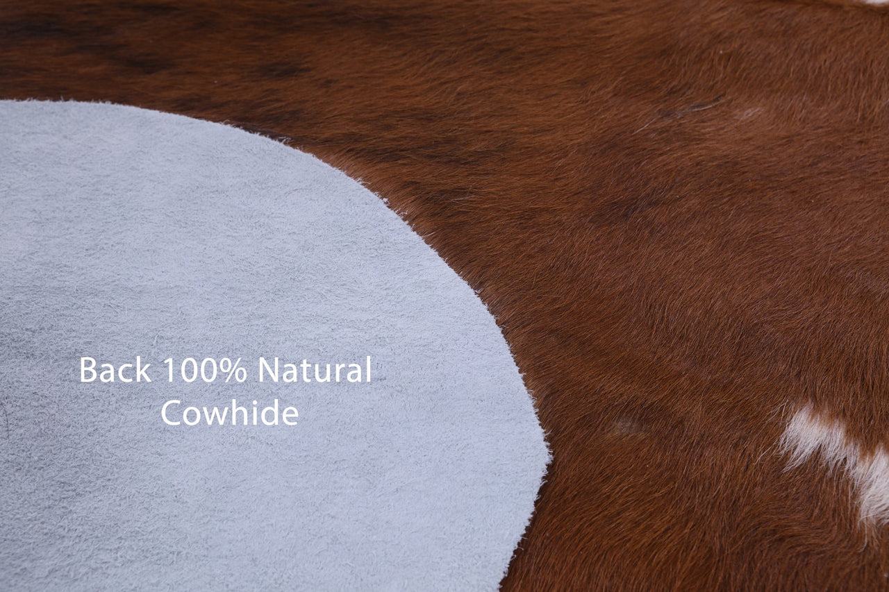 Brown & White Natural Cowhide Rug - Large 6'10"H x 5'11"W