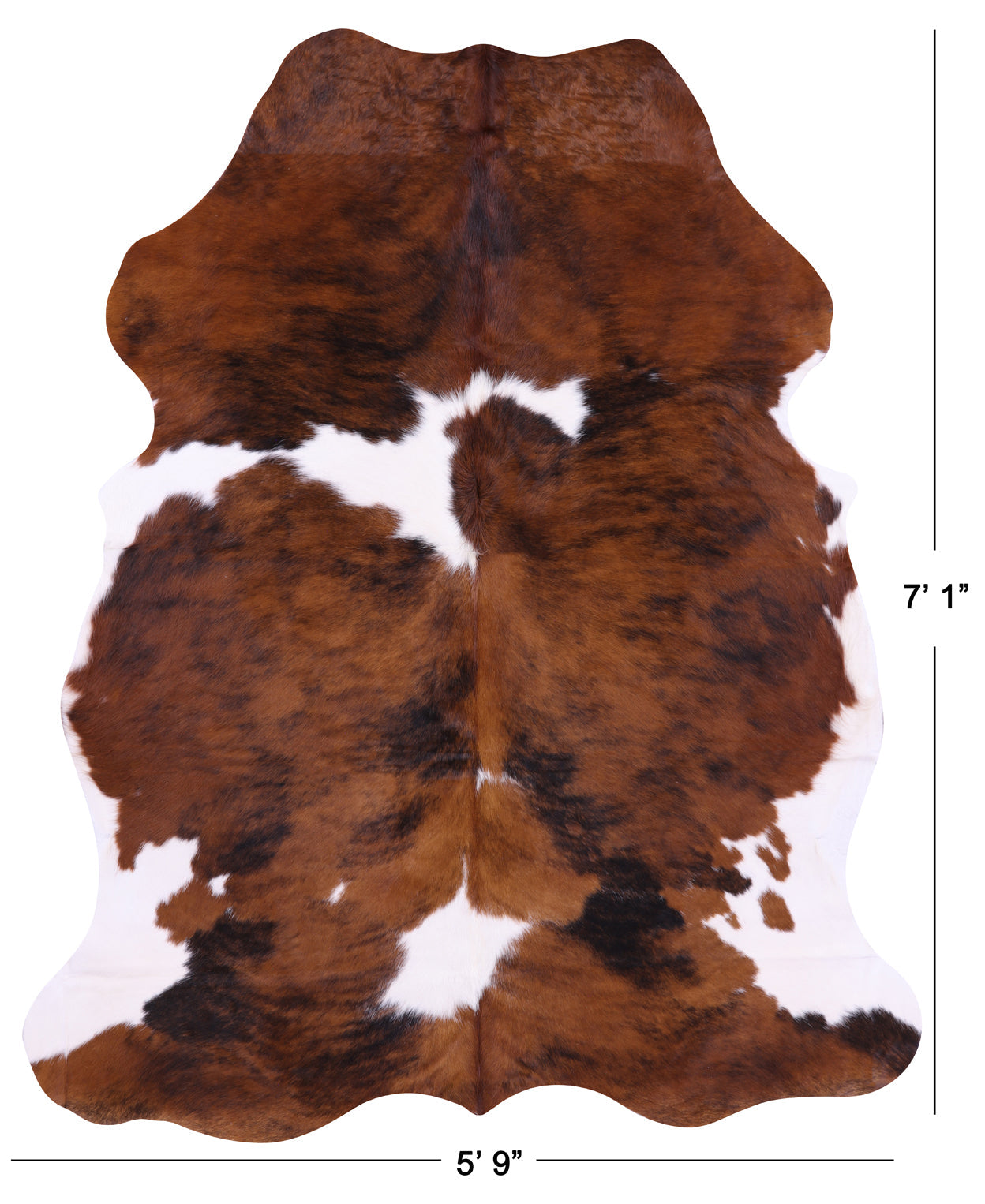 Tricolor Natural Cowhide Rug - XLarge 7'1"H x 5'9"W