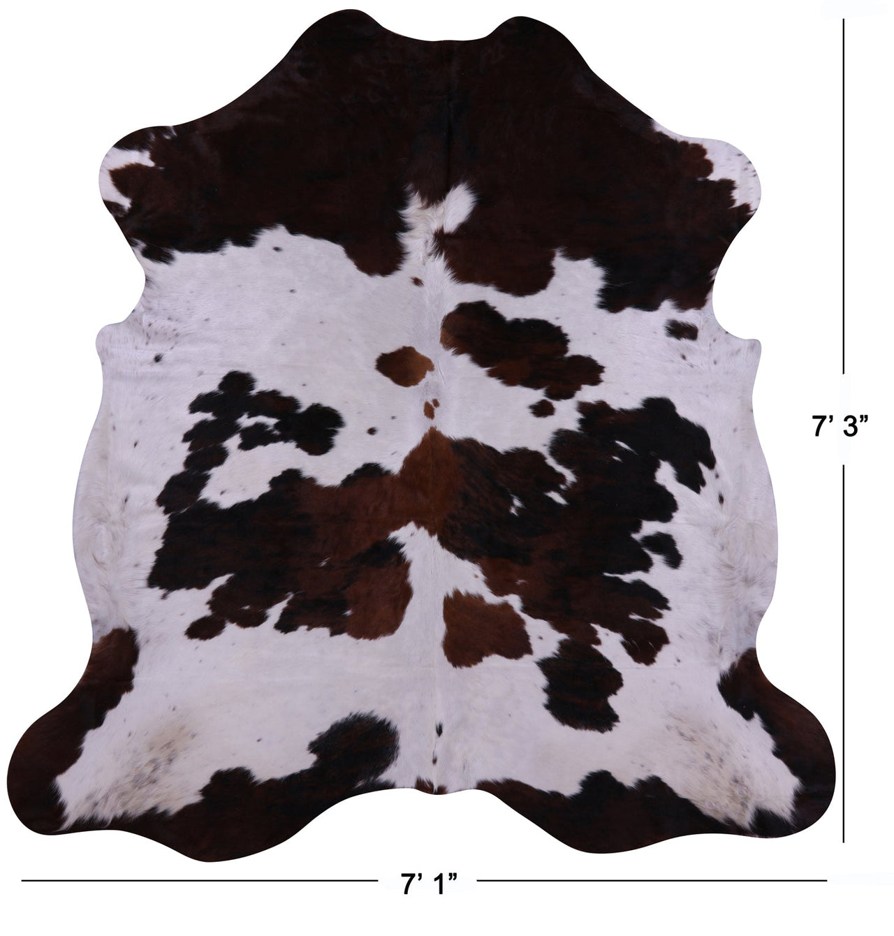 Tricolor Natural Cowhide Rug - Large 7'3"H x 7'1"W