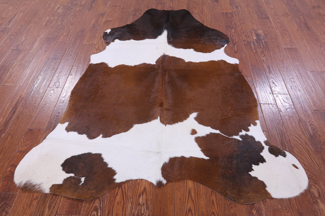 Brown & White Natural Cowhide Rug - Large 6'11"H x 5'9"W