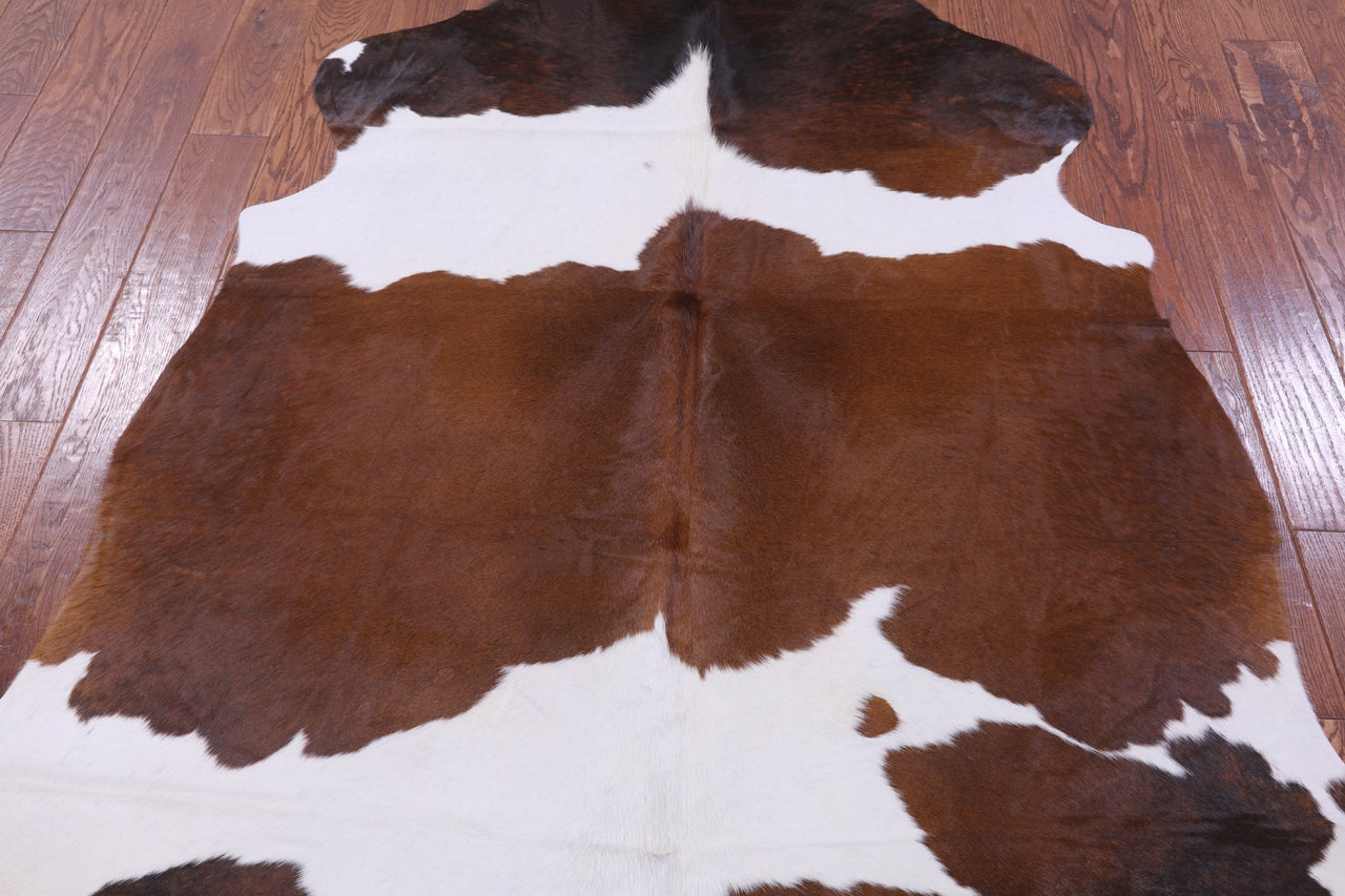 Brown & White Natural Cowhide Rug - Large 6'11"H x 5'9"W