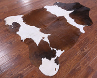 Thumbnail for Brown & White Natural Cowhide Rug - Large 6'11