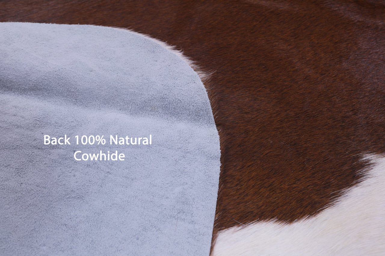 Brown & White Natural Cowhide Rug - Large 6'11"H x 5'9"W