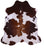 Brown & White Natural Cowhide Rug - Medium 6'7"H x 6'0"W