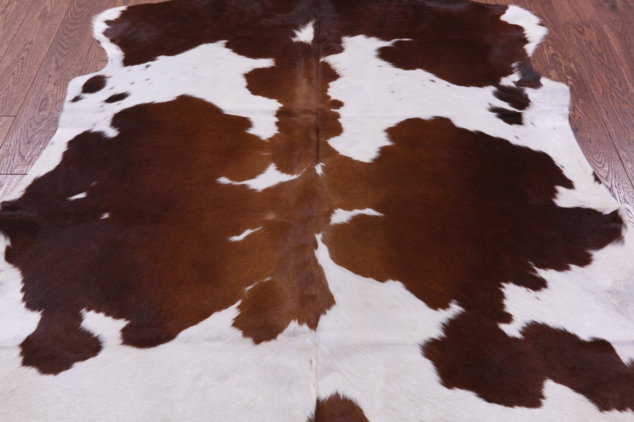 Brown & White Natural Cowhide Rug - Medium 6'7"H x 6'0"W