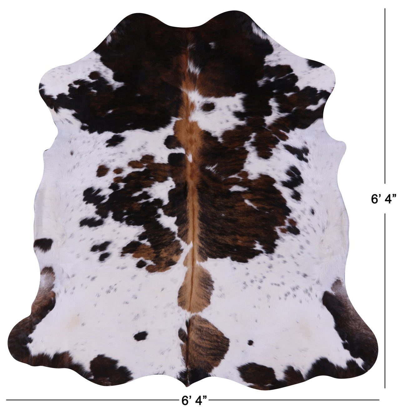 Tricolor Natural Cowhide Rug - Large 6'4"H x 6'4"W