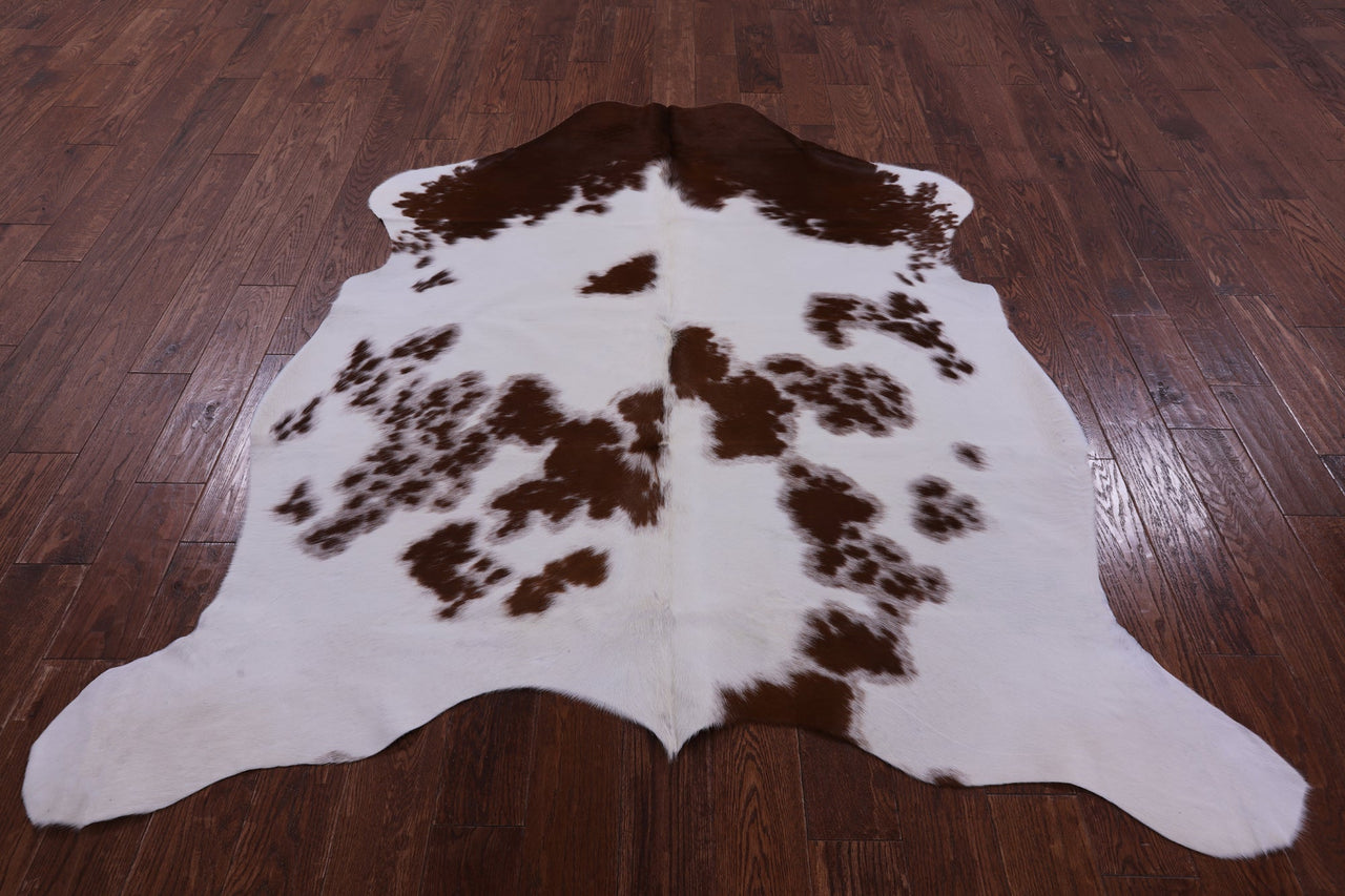 Brown & White Natural Cowhide Rug - Medium 6'7"H x 6'0"W