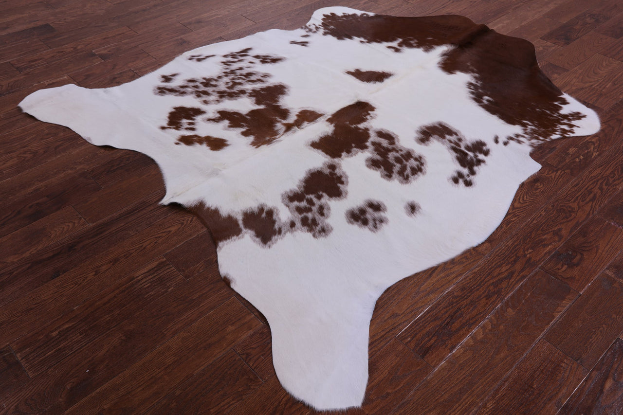 Brown & White Natural Cowhide Rug - Medium 6'7"H x 6'0"W