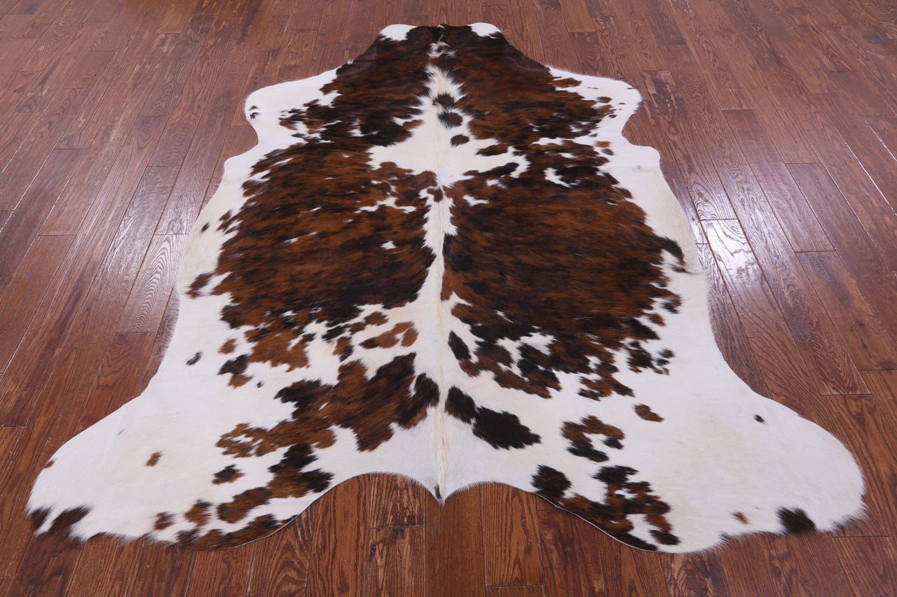 Brown & White Natural Cowhide Rug - Large 7'5"H x 6'6"W