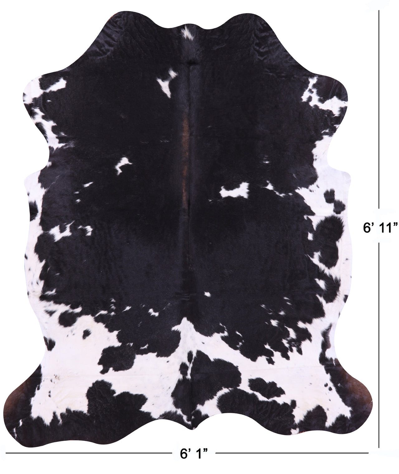 Black & White Natural Cowhide Rug - Large 6'11"H x 6'1"W