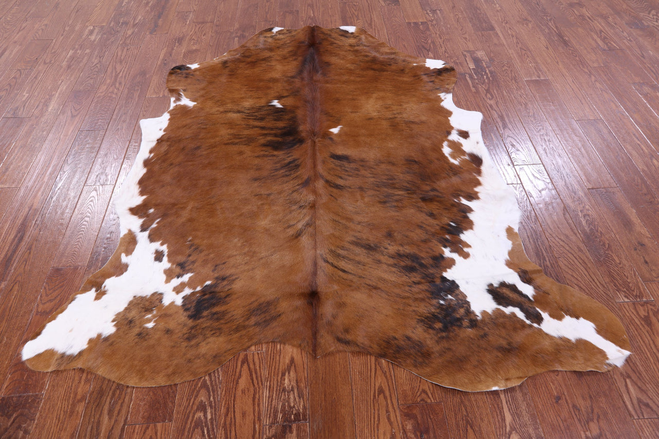 Brown & White Natural Cowhide Rug - Large 6'7"H x 6'3"W