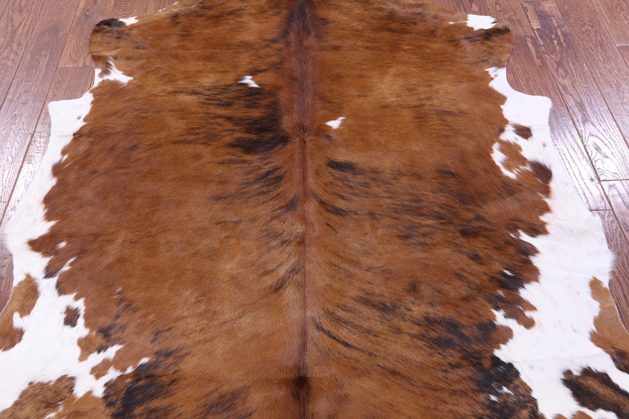 Brown & White Natural Cowhide Rug - Large 6'7"H x 6'3"W