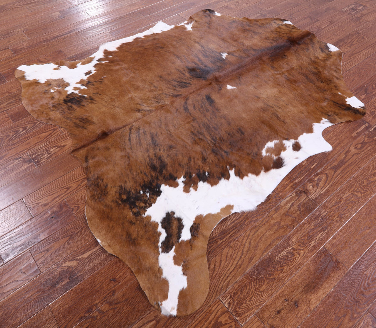 Brown & White Natural Cowhide Rug - Large 6'7"H x 6'3"W