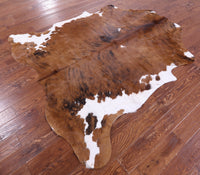 Thumbnail for Brown & White Natural Cowhide Rug - Large 6'7