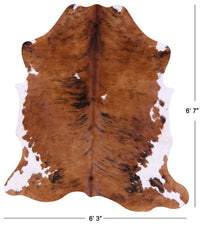 Thumbnail for Brown & White Natural Cowhide Rug - Large 6'7