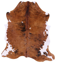 Thumbnail for Brown & White Natural Cowhide Rug - Large 6'7