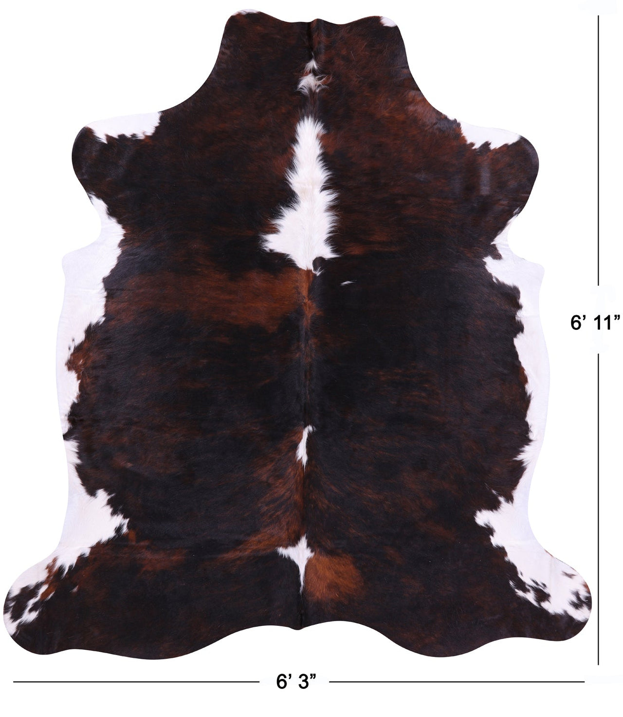 Tricolor Natural Cowhide Rug - Large 6'11"H x 6'3"W