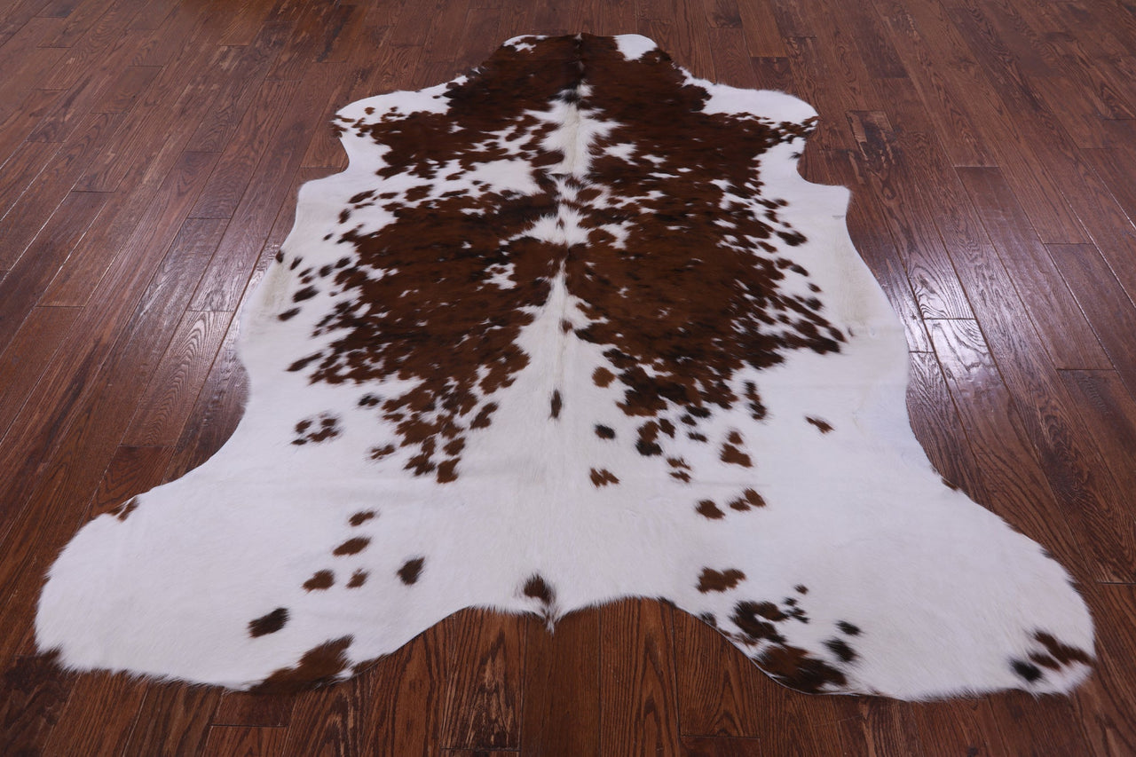 Brown & White Natural Cowhide Rug - XLarge 7'5"H x 6'3"W