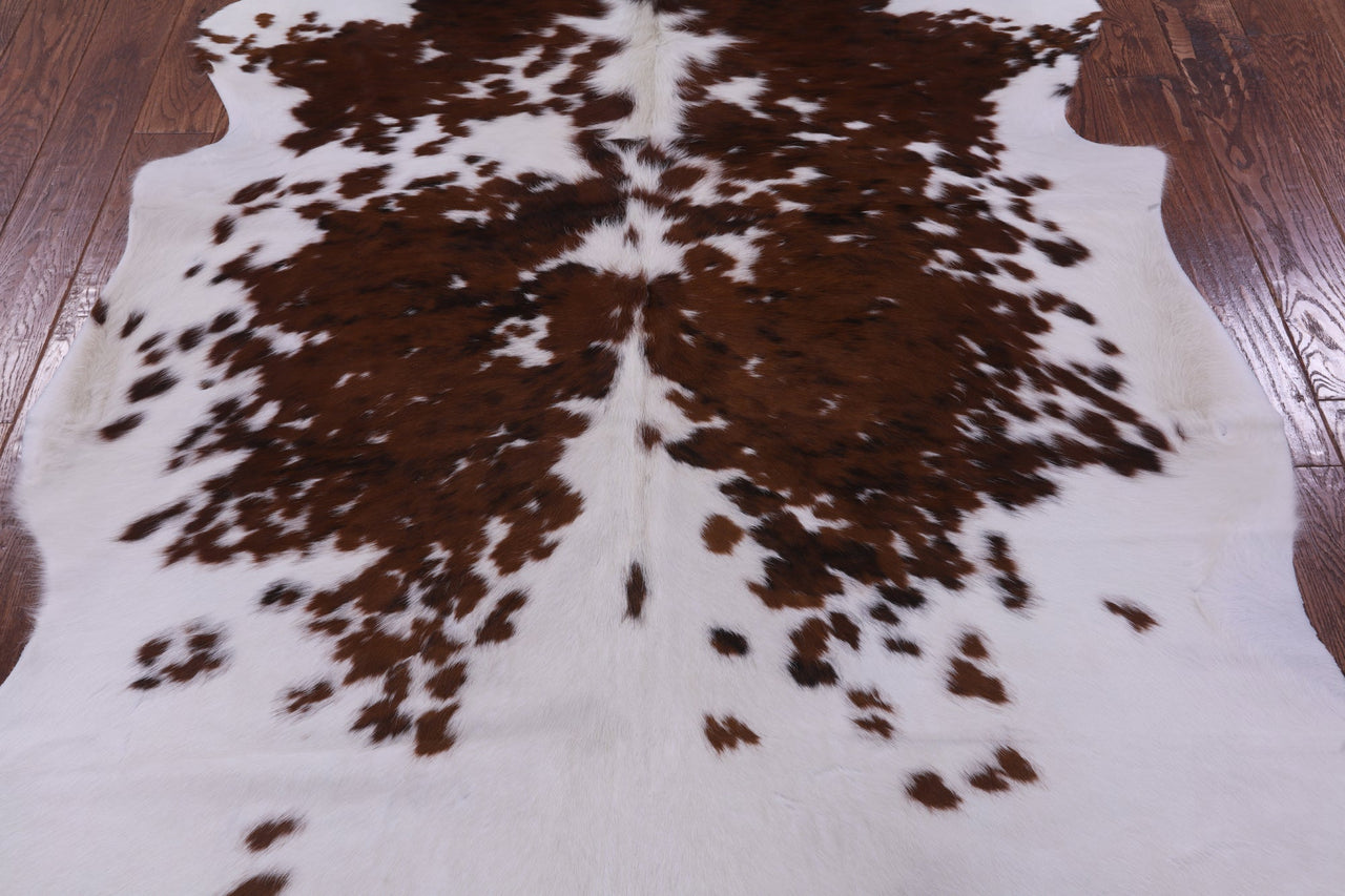 Brown & White Natural Cowhide Rug - XLarge 7'5"H x 6'3"W