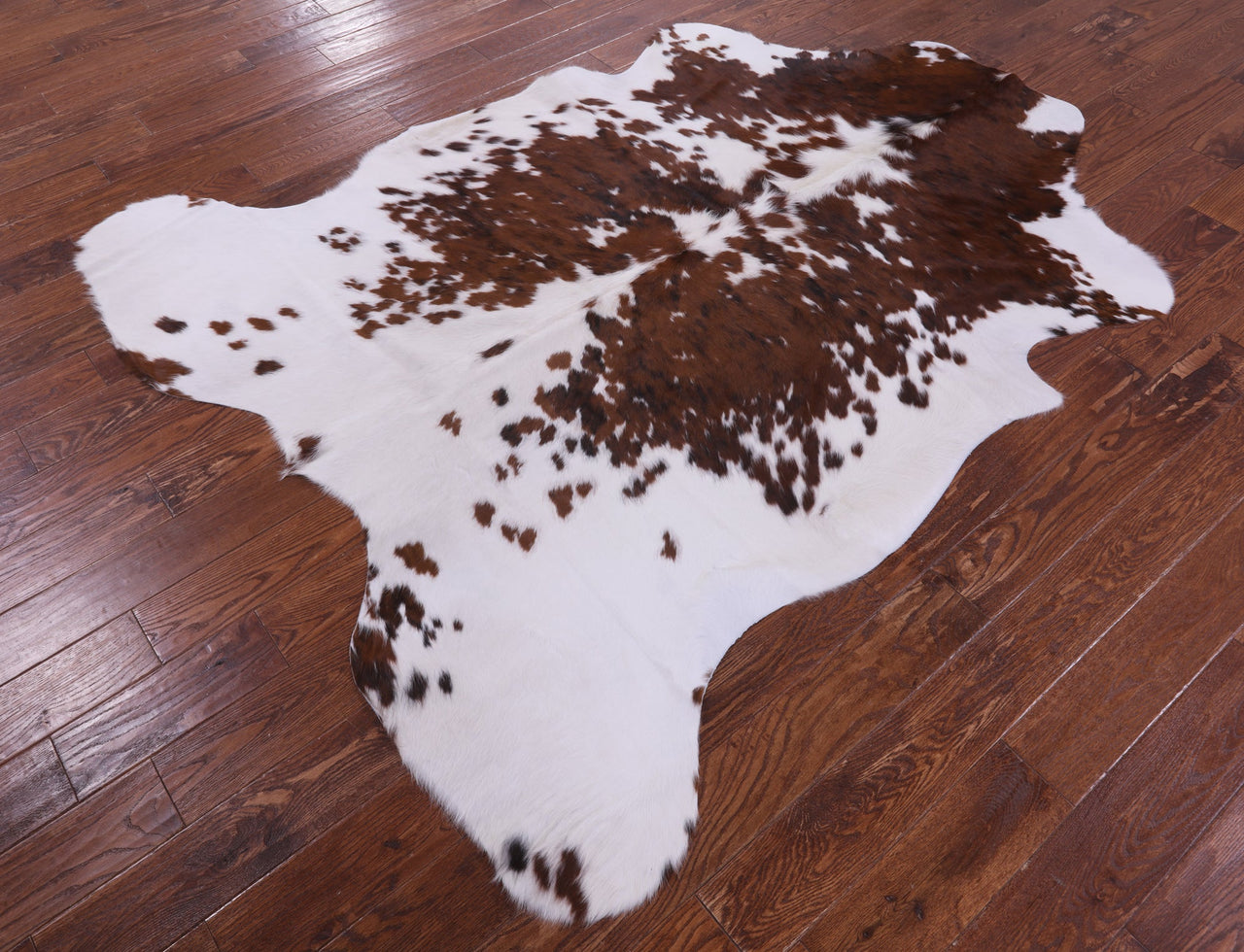 Brown & White Natural Cowhide Rug - XLarge 7'5"H x 6'3"W