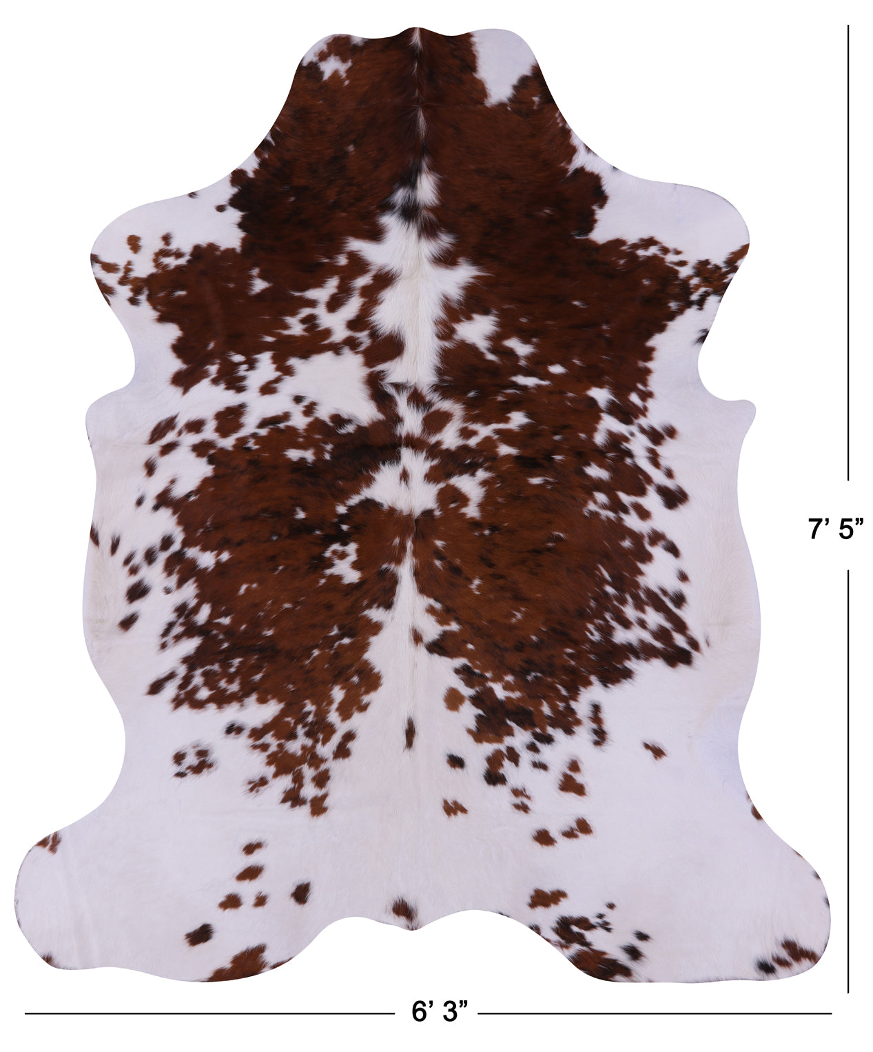 Brown & White Natural Cowhide Rug - XLarge 7'5"H x 6'3"W