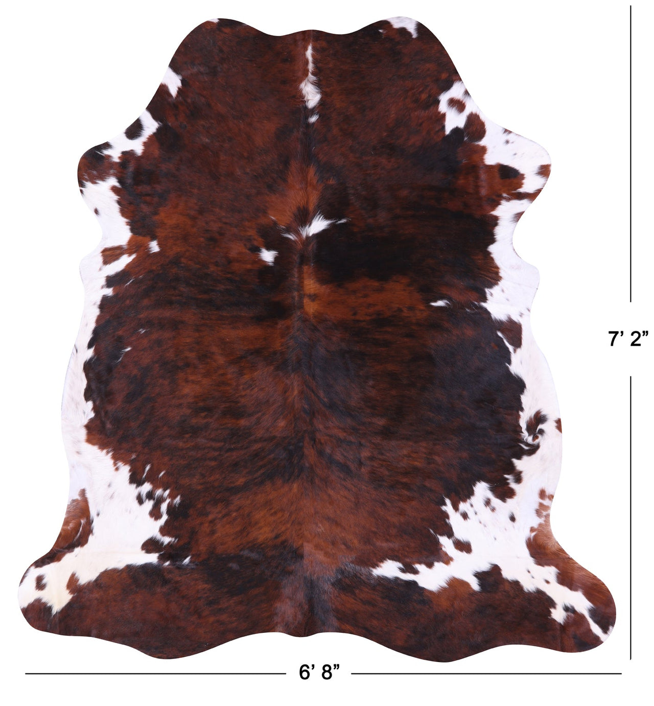 Tricolor Natural Cowhide Rug - XLarge 7'2"H x 6'8"W