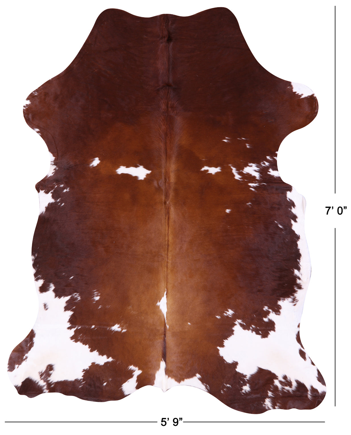 Brown & White Natural Cowhide Rug - XLarge 7'0"H x 5'9"W