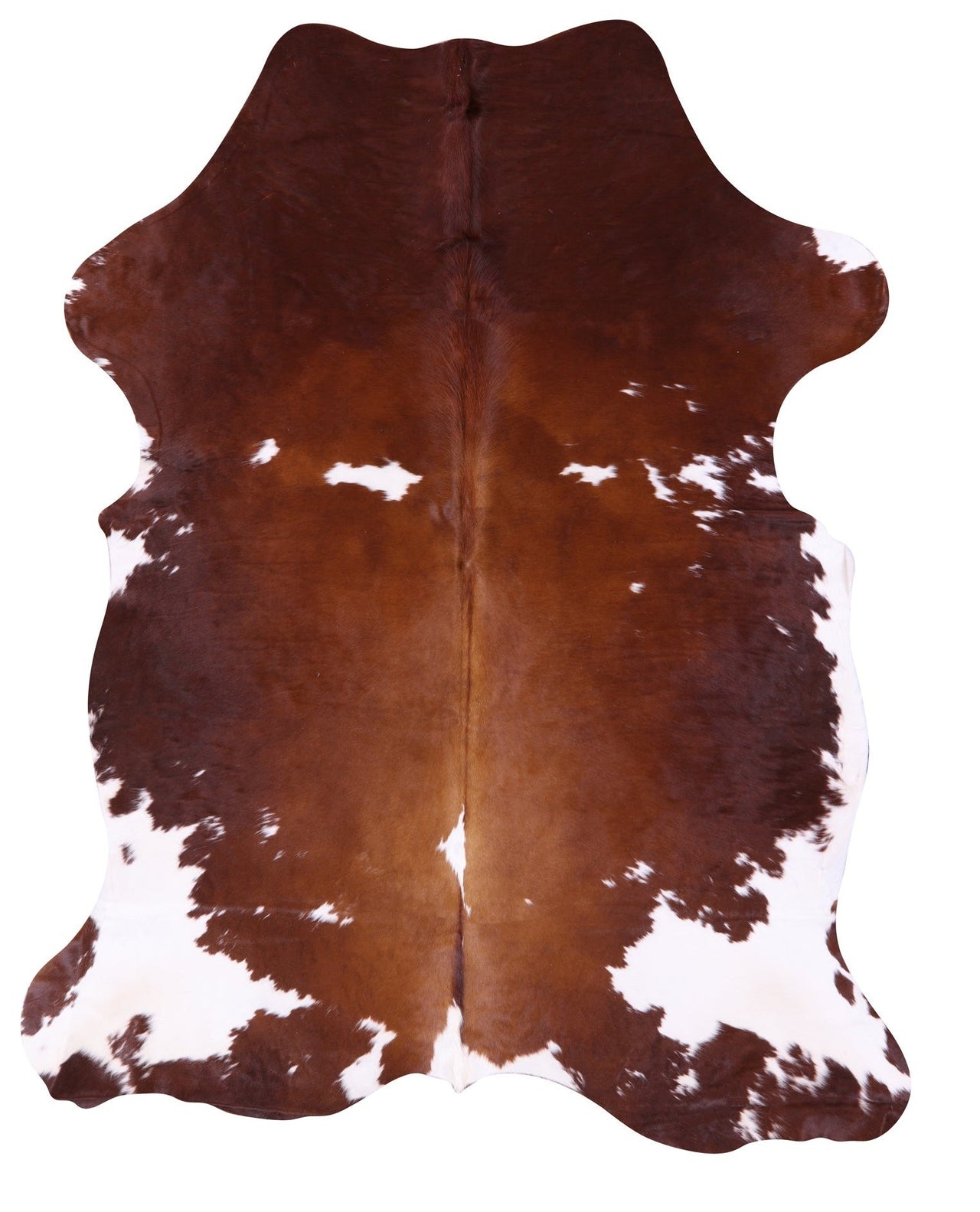 Brown & White Natural Cowhide Rug - XLarge 7'0"H x 5'9"W