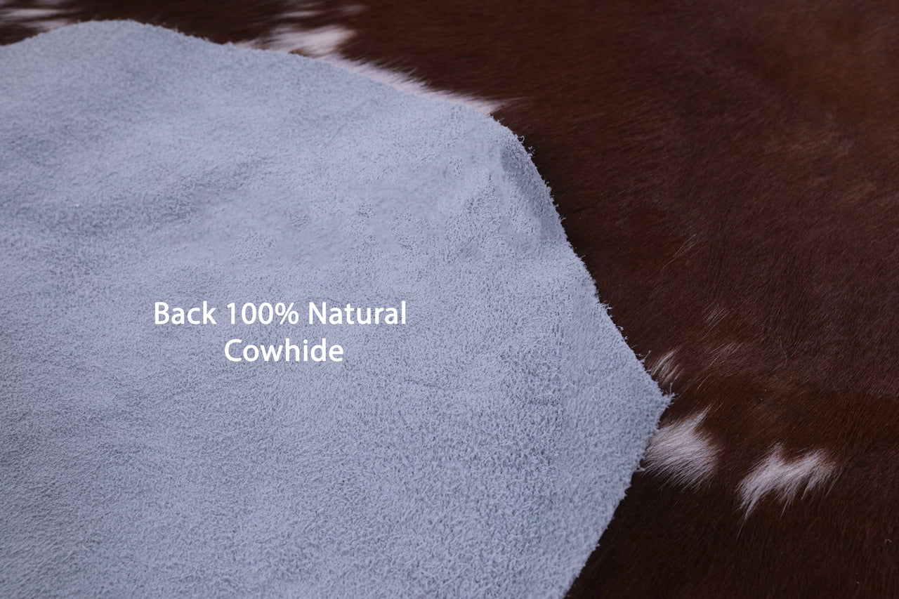 Brown & White Natural Cowhide Rug - XLarge 7'0"H x 5'9"W