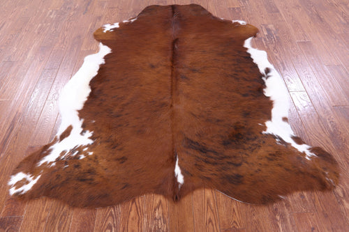 Brown & White Natural Cowhide Rug - Large 6'11