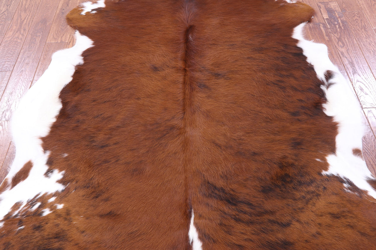 Brown & White Natural Cowhide Rug - Large 6'11"H x 6'3"W