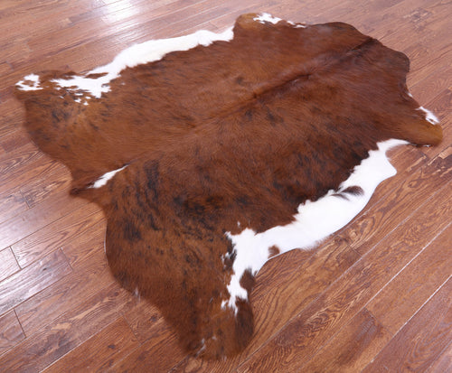 Brown & White Natural Cowhide Rug - Large 6'11
