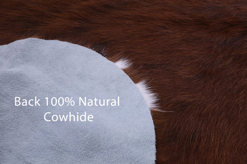 Brown & White Natural Cowhide Rug - Large 6'11