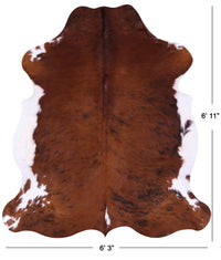 Thumbnail for Brown & White Natural Cowhide Rug - Large 6'11