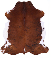 Thumbnail for Brown & White Natural Cowhide Rug - Large 6'11