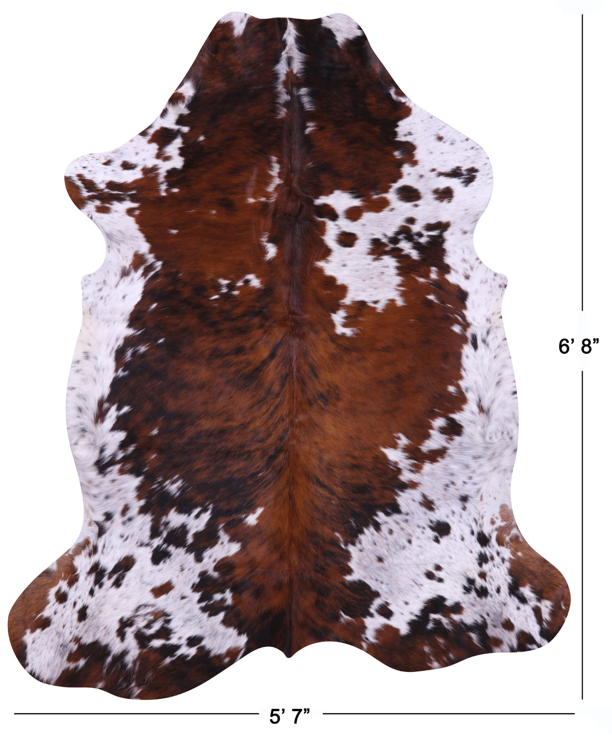 Tricolor Natural Cowhide Rug - Large 6'8"H x 5'7"W