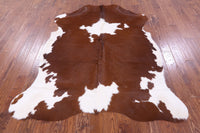 Thumbnail for Brown & White Natural Cowhide Rug - Large 6'11