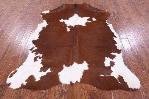 Brown & White Natural Cowhide Rug - Large 6'11