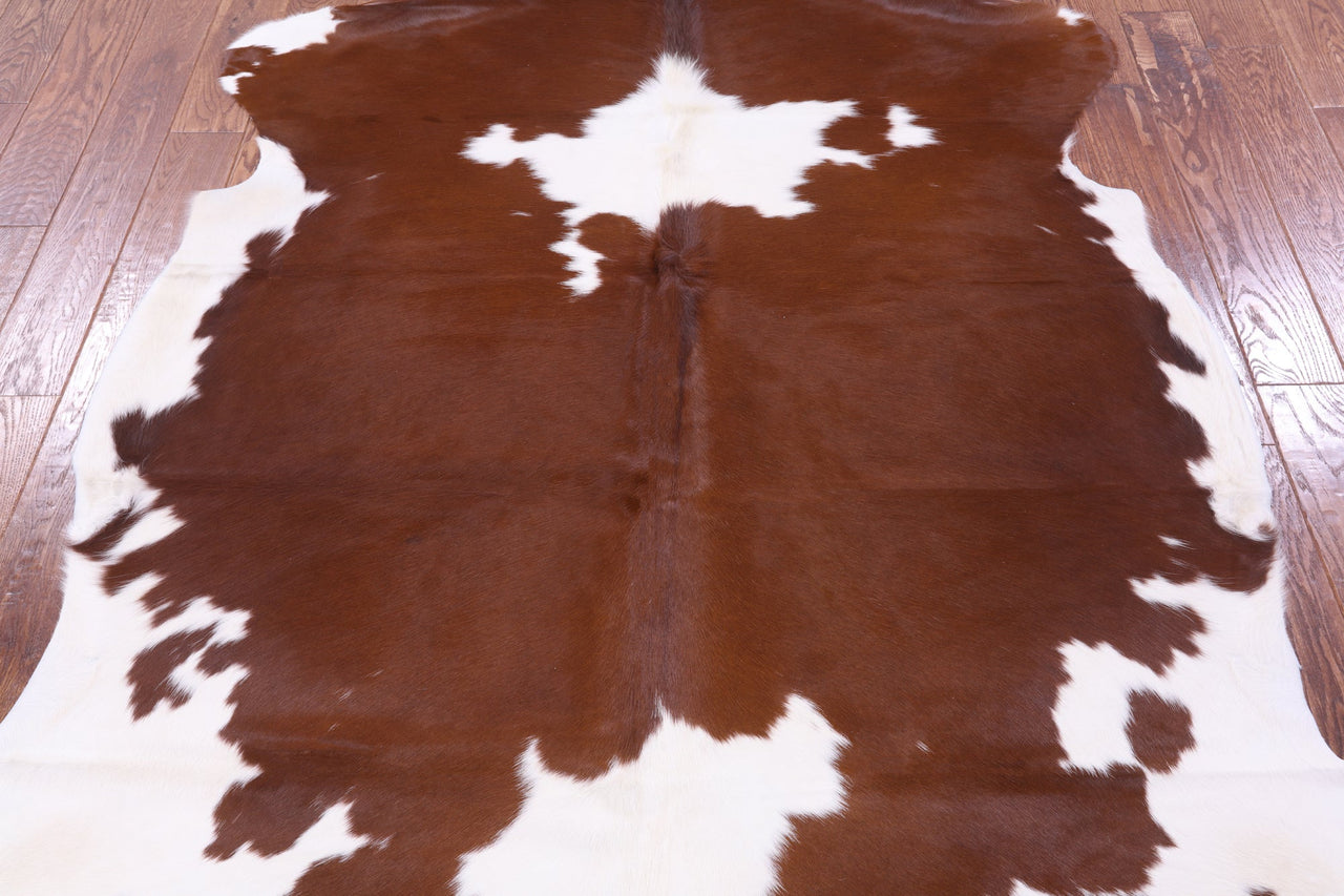 Brown & White Natural Cowhide Rug - Large 6'11"H x 5'10"W