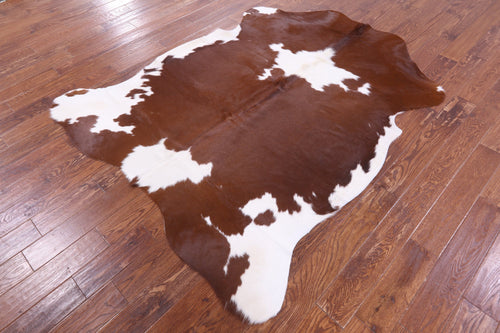 Brown & White Natural Cowhide Rug - Large 6'11