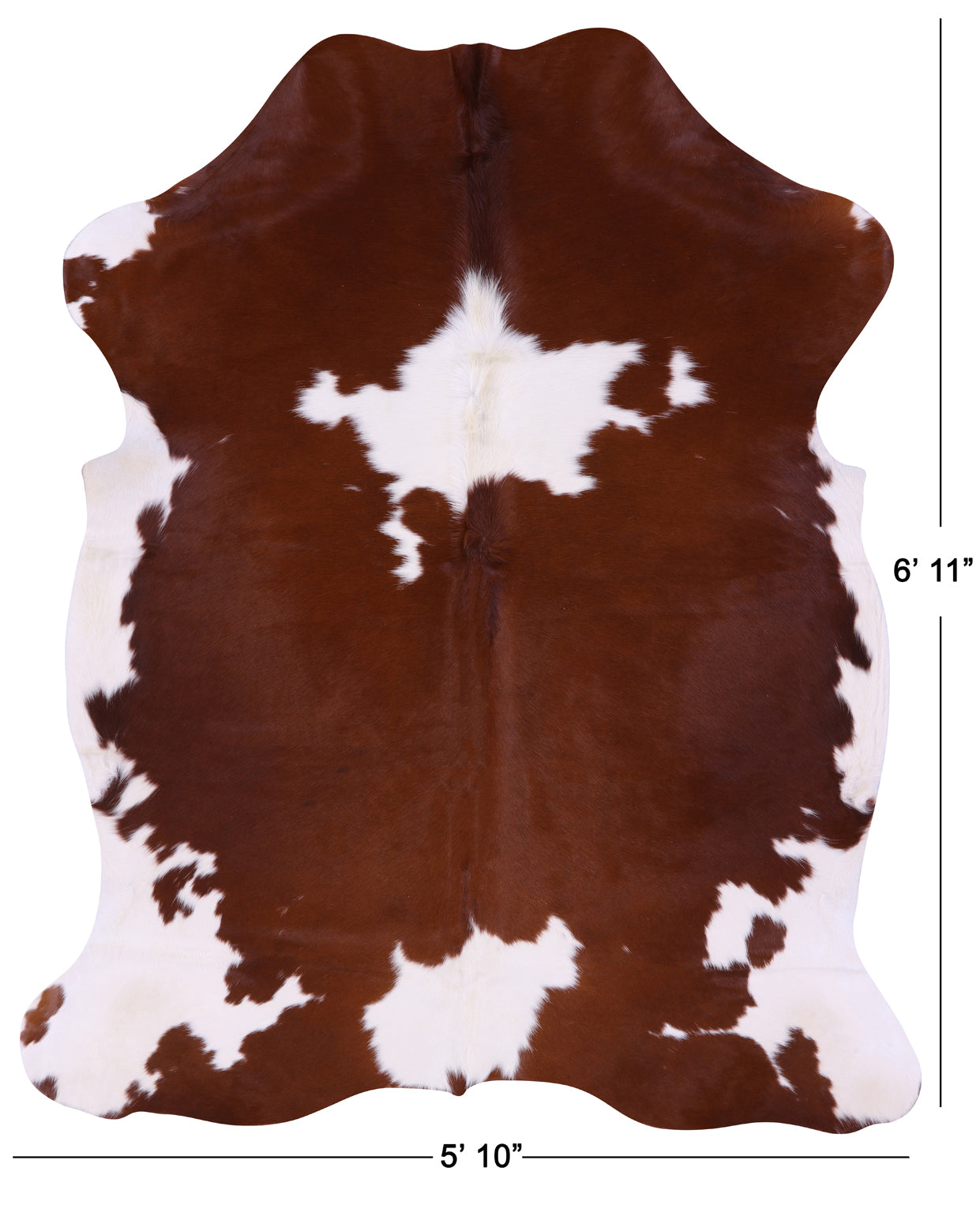 Brown & White Natural Cowhide Rug - Large 6'11"H x 5'10"W