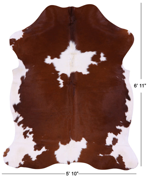 Brown & White Natural Cowhide Rug - Large 6'11