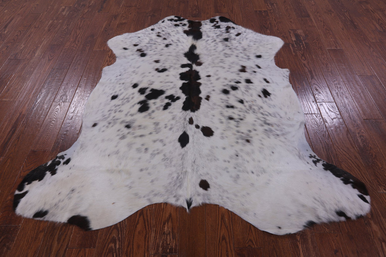 Salt & Pepper Black & White Natural Cowhide Rug - Large 6'4"H x 6'1"W