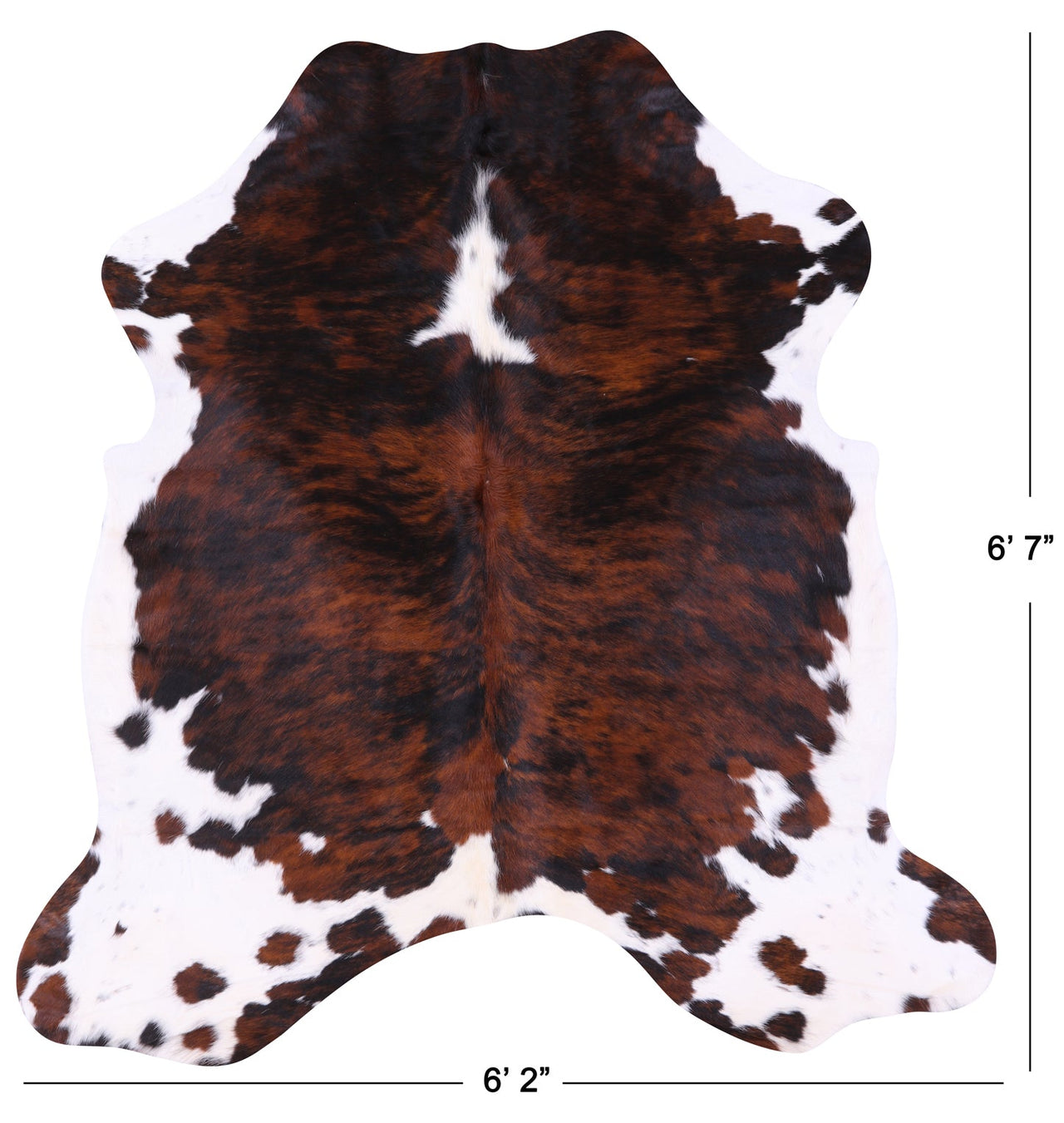 Tricolor Natural Cowhide Rug - Large 6'7"H x 6'2"W