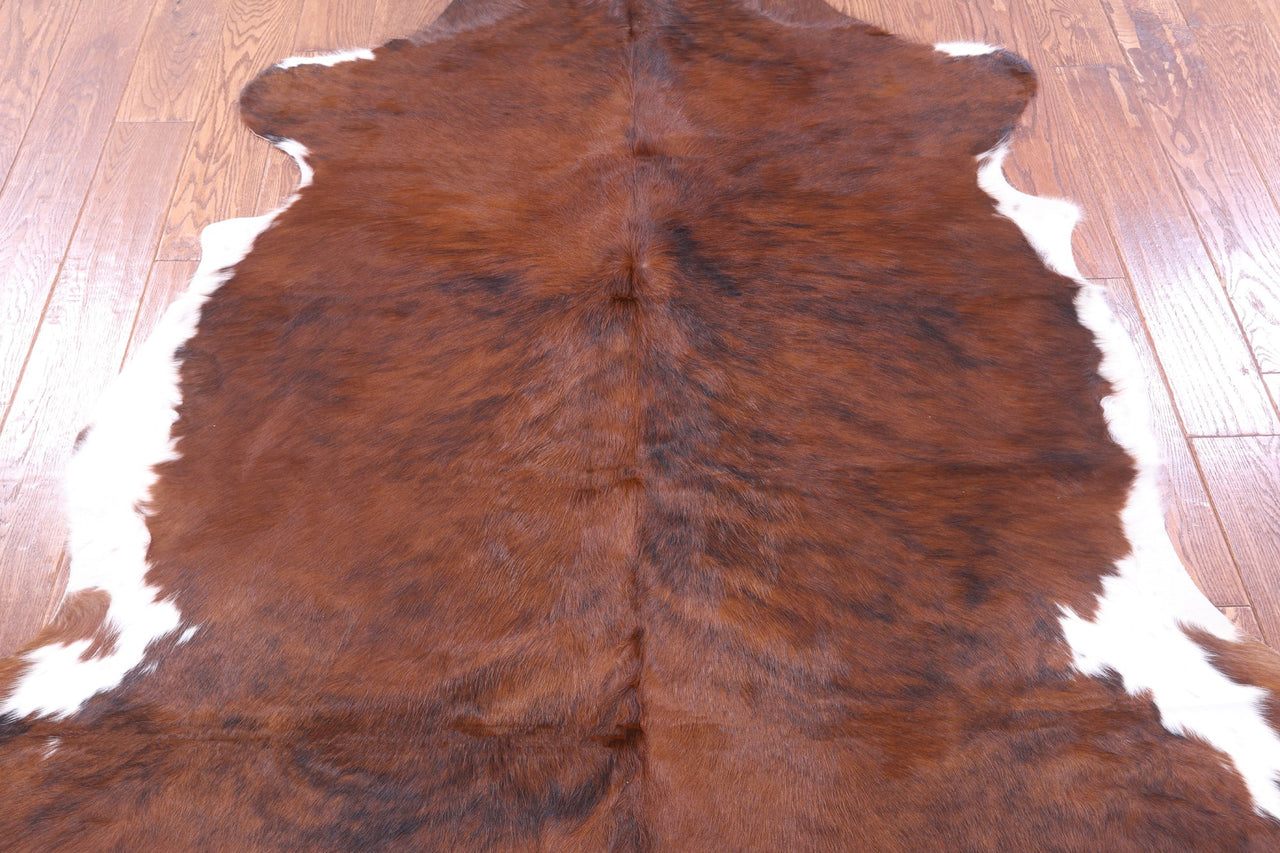 Brown & White Natural Cowhide Rug - Medium 6'1"H x 5'9"W